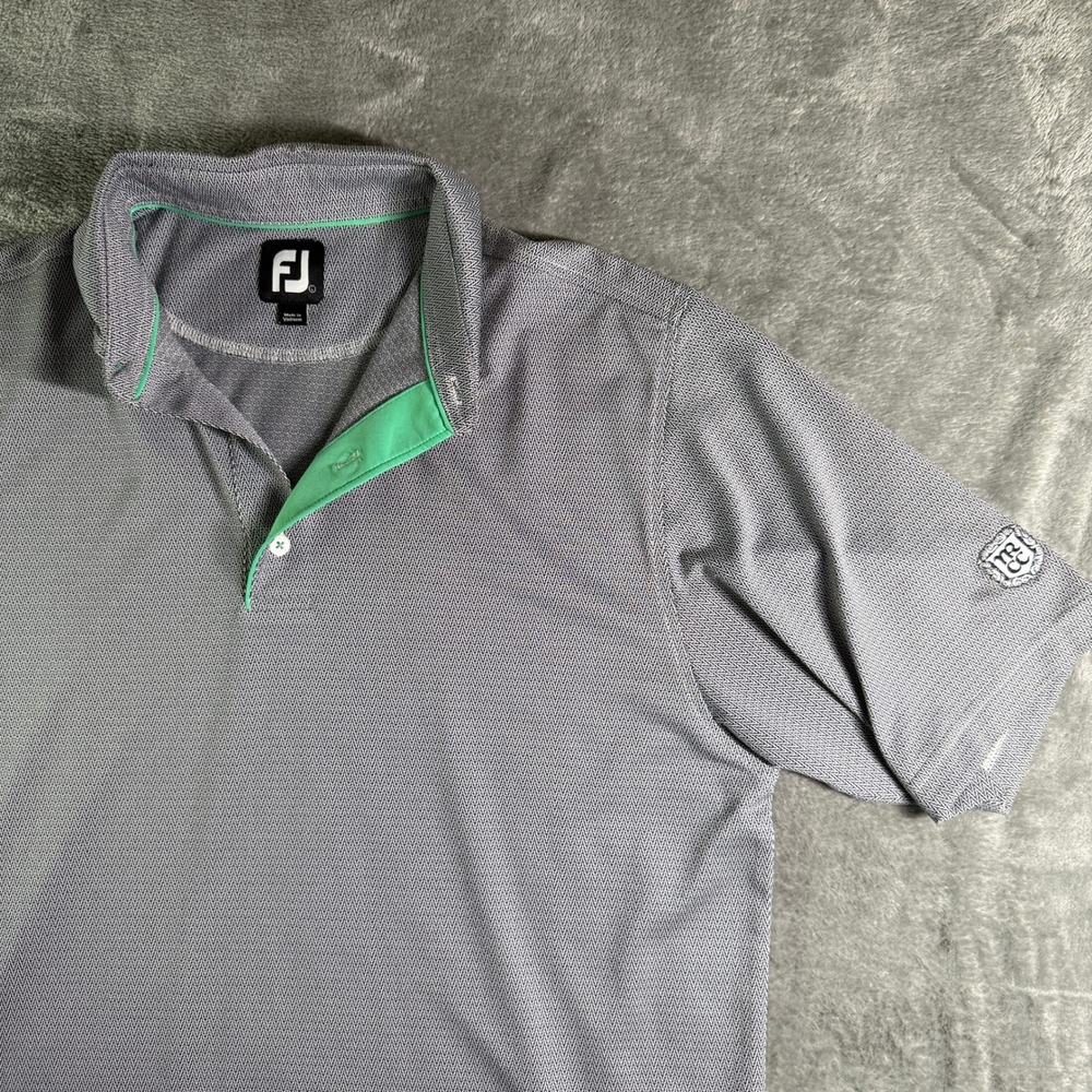 FootJoy North Ridge Golf Club Polo Shirt Performance Short Sleeve Gray LRG